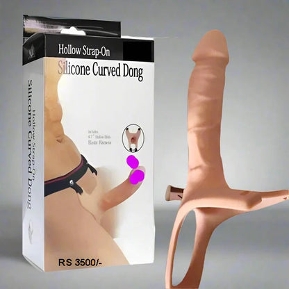Silicone Curved Hollow Strap-On Condom