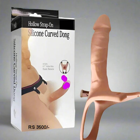 Silicone Curved Hollow Strap-On Condom