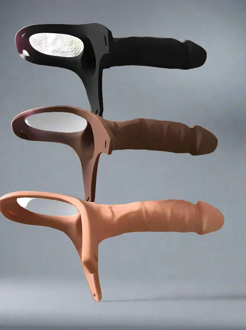 Silicone Curved Hollow Strap-On Condom