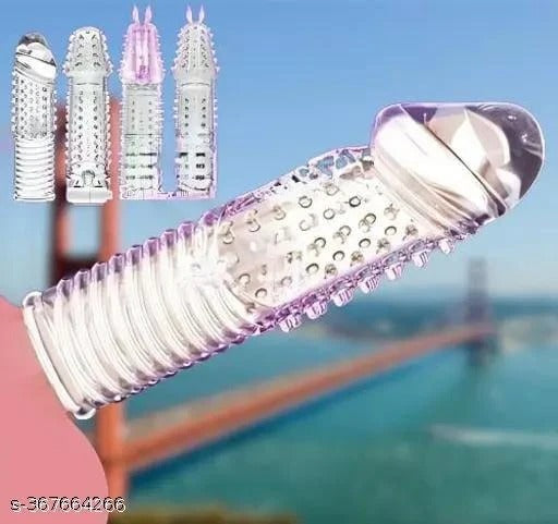 Transparent Studded Pleasure Condom Sleeve