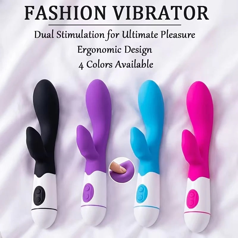 USB Rechargeable Silicone Personal Massager – 30 Vibration Modes, Dual-Stimulation Design, Portable & Waterproof, Available in 4 Colors